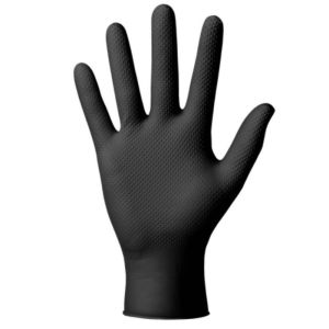Boîte de 100 gants nitrile noir picots non poudrés GOGRIP - MERCATOR 2