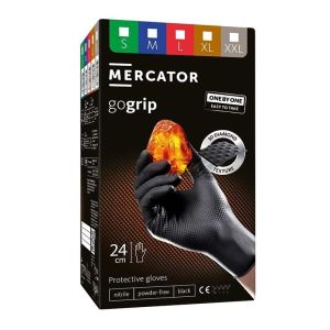 Boîte de 100 gants nitrile noir picots non poudrés GOGRIP - MERCATOR