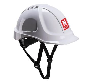 CASQUE CHANTIER BLANC VISIERE ENDURANCE VISOR PW54 - PORTWEST + ETIQUETTE "NICOLLIN" POUR CASQUE