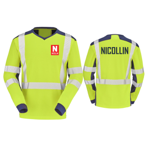 TEE-SHIRT HV JAUNE CHERGUI MANCHES LONGUES COEUR + DOS...