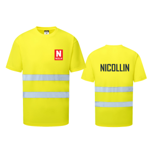 TEE-SHIRT HV JAUNE ES478 M.COURTES COEUR + DOS "NICOLLIN"