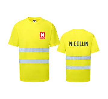 TEE-SHIRT HV JAUNE ES478 M.COURTES COEUR + DOS...