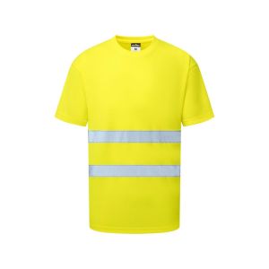 TEE-SHIRT HV JAUNE ES478 M.COURTES COEUR + DOS "NICOLLIN" 2