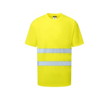 TEE-SHIRT HV JAUNE ES478 M.COURTES COEUR + DOS...