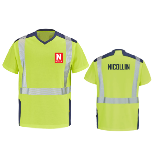 TEE-SHIRT HV JAUNE GHARBI 9T84 M.COURTES COEUR + DOS...