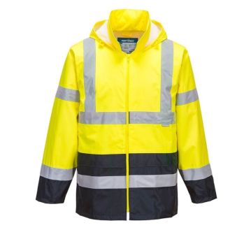 VESTE PLUIE HV PU JAUNE/MARINE H443 COEUR + DOS...